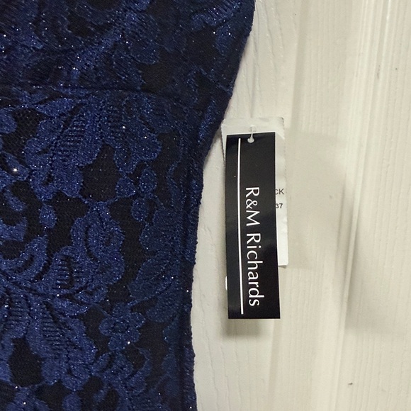 R&M Richards Navy Lace Maxi Dress Formal Gown Evening Cocktail Dress Luxury - Picture 5 of 17